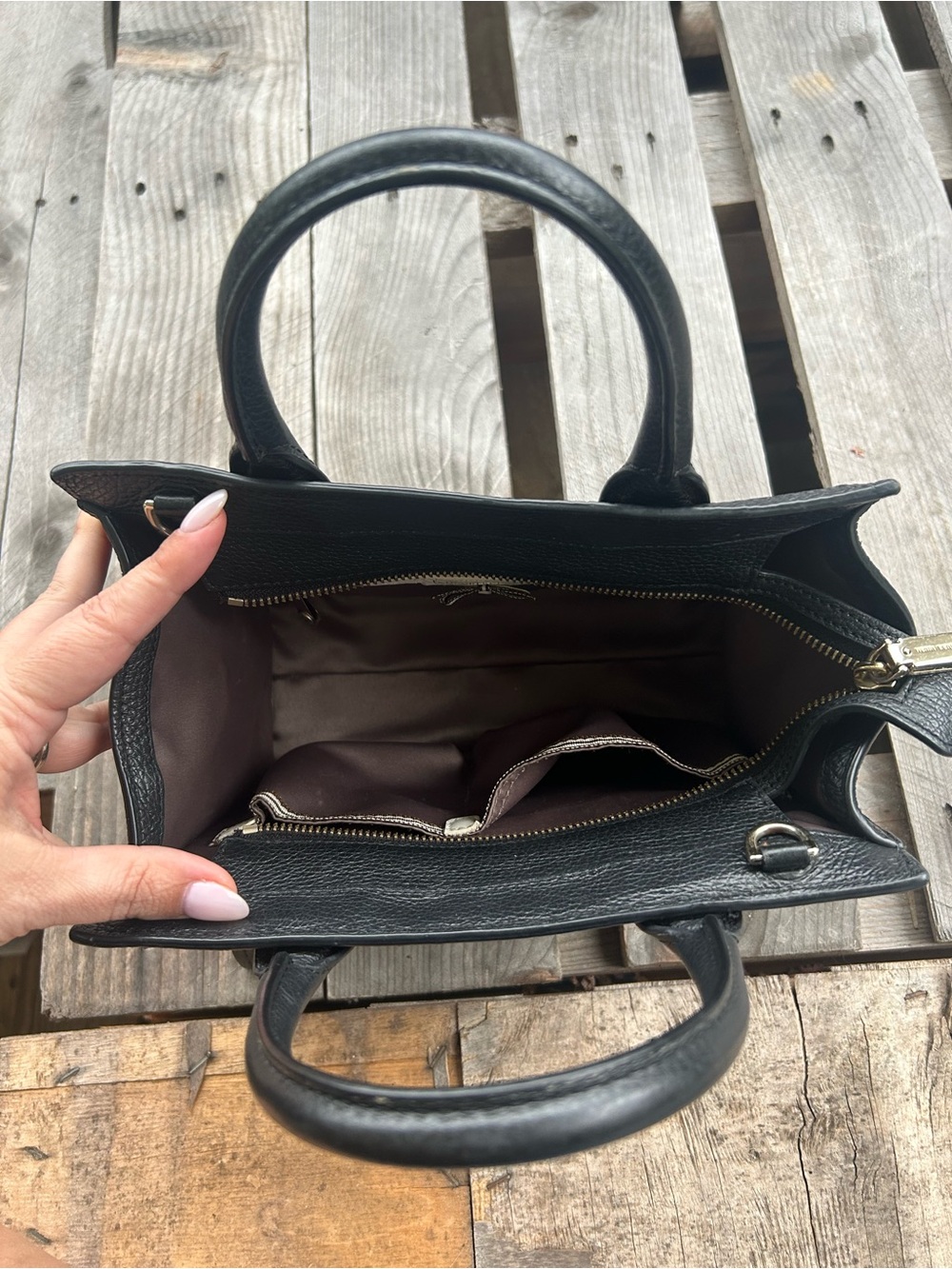 Henri Bendel Rivington Black Leather Convertible Satchel Tote Crossbody Rare - Picture 3 of 8
